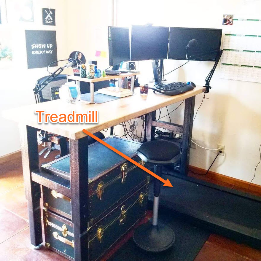 toms treadmill desk - My Home Office Setup for Audio and Video Teleconferencing, Podcasting, and Livestreaming